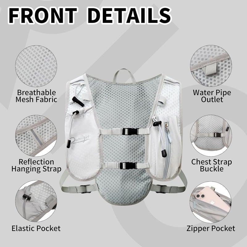 Runlight Running Vest for Women Men Lightweight Hydration Backpack Pack with 1.5L Water Bladder Bag Hydro Daypack for Hiking,Trail,Skiing,Camping,Cycling,Race,Marathon - Image 3